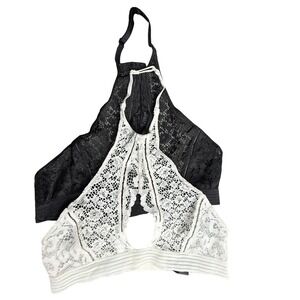 Victoria's Secret Very Sexy Bralettes Women's XS Lace Halter‎ Black & White Set
